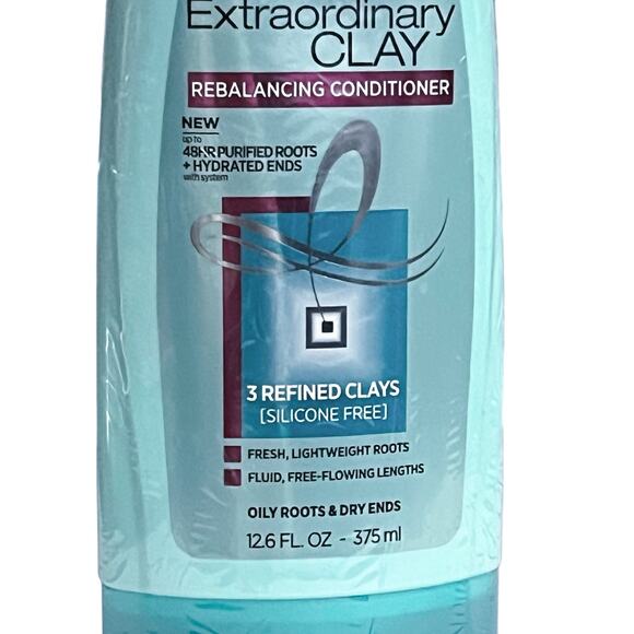 L'Oreal Extraordinary Clay Rebalancing Conditioner Oily Roots Dry Ends 12.6oz - Picture 2 of 7